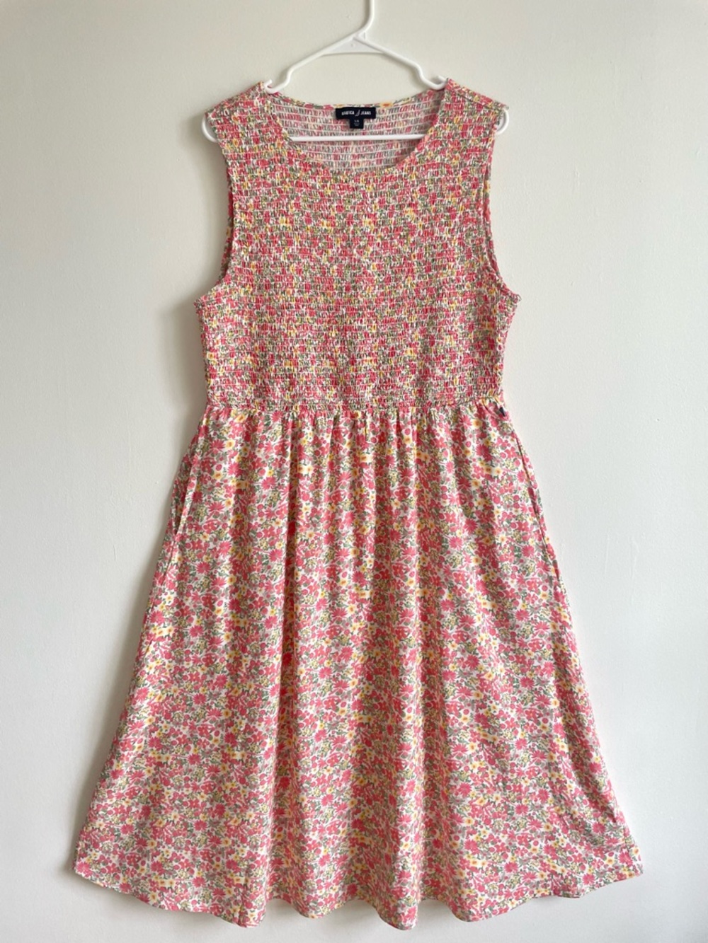 Nautica Jeans Sleeveless Smocked Dress, Rose Green US 12